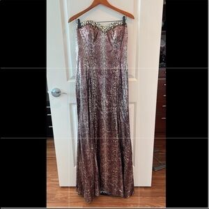 Sparkle Brown/ Multi Strapless Sequin Prom Party Dress Size 16
